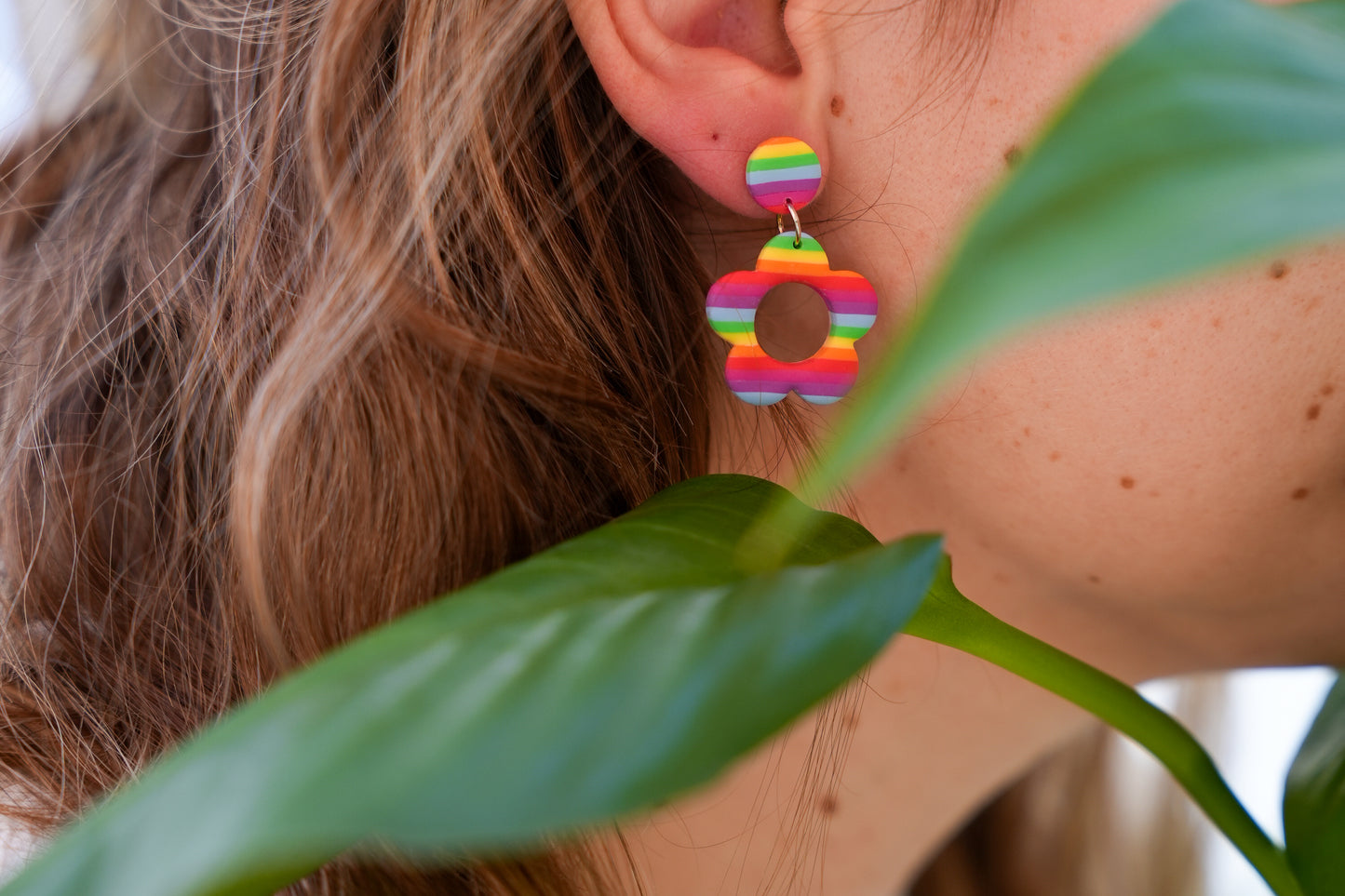 Pride Flag Flower Stud Earrings