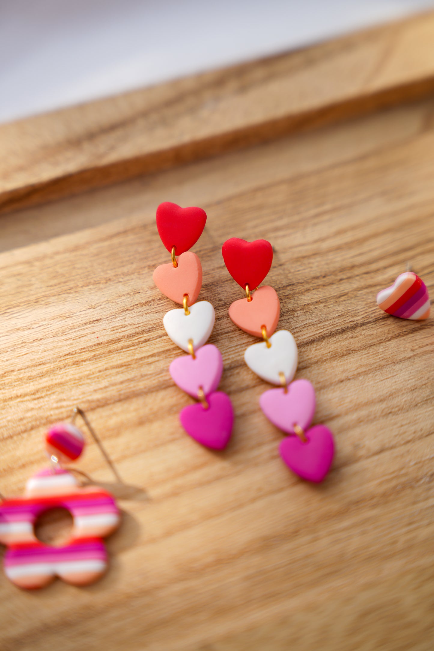 Lesbian Flag Heart Dangle Earrings