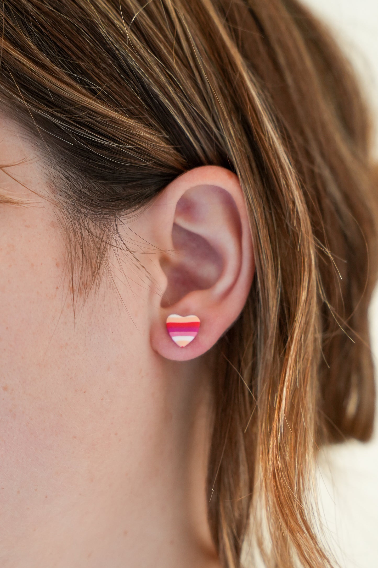 Lesbian Flag Pride Heart Studs