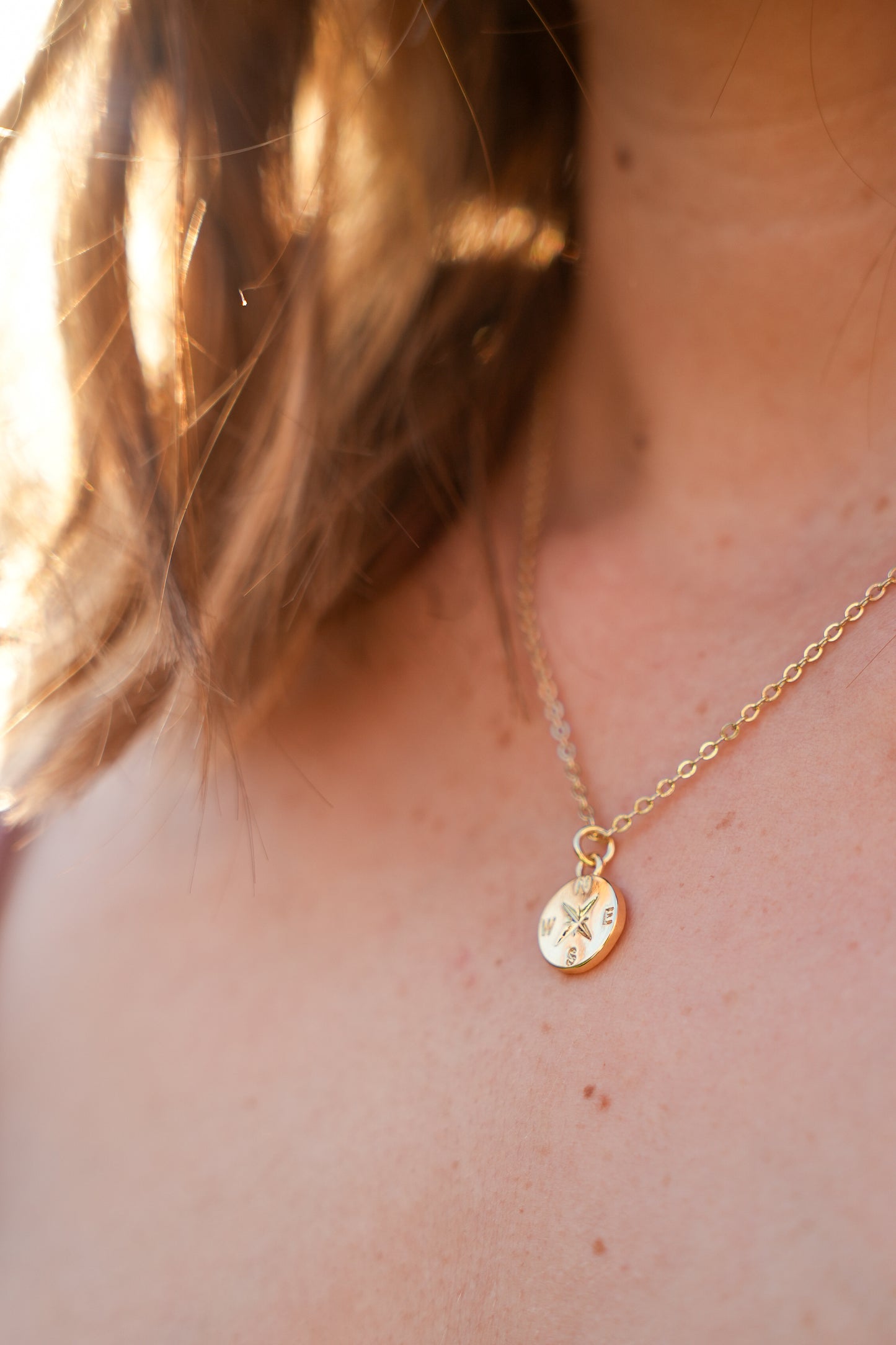 Wanderlust Compass Gold Chain Necklace